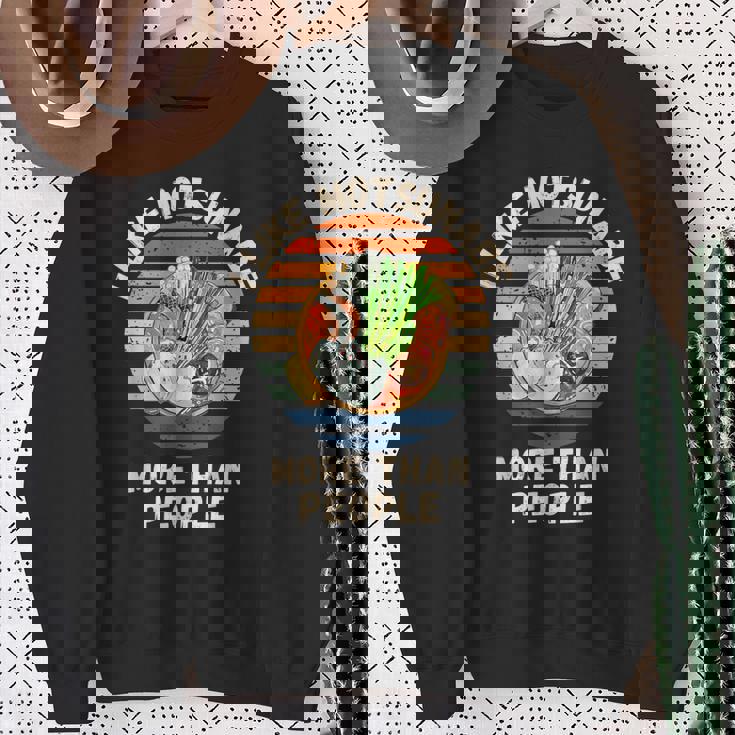 ヴィンテージ 人よりモツナベが好き レトロ もつ鍋 スウェットシャツ 年配の女性への贈り物