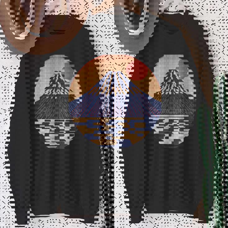 ヴィンテージ 和 富士山 山の上の日本の舞う太陽 スウェットシャツ 年配の女性への贈り物