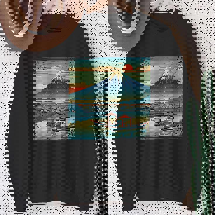 ヴィンテージ 日本の富士山 山に昇る太陽 スウェットシャツ 年配の女性への贈り物