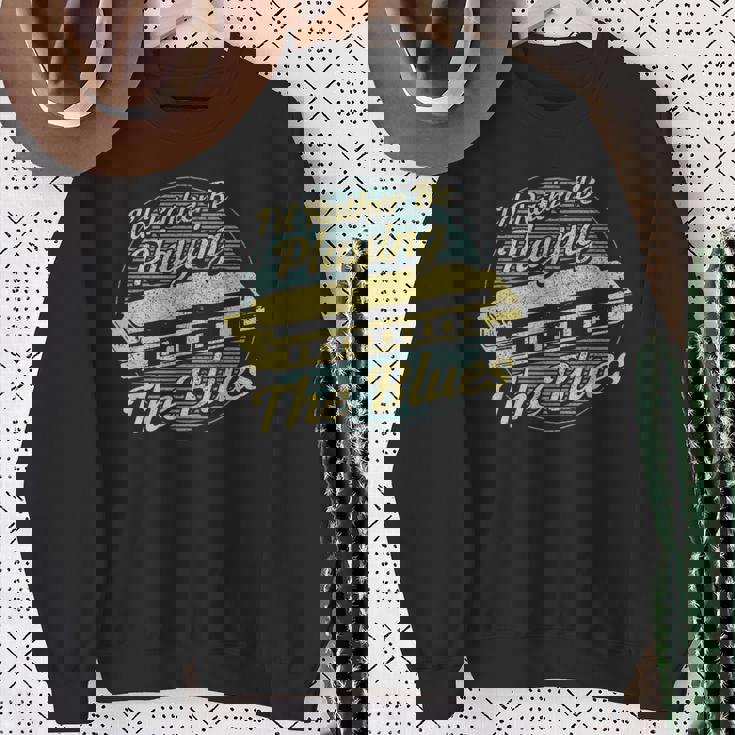 ヴィンテージスタイルの音楽家ハーモニカ ブルース スウェットシャツ 年配の女性への贈り物