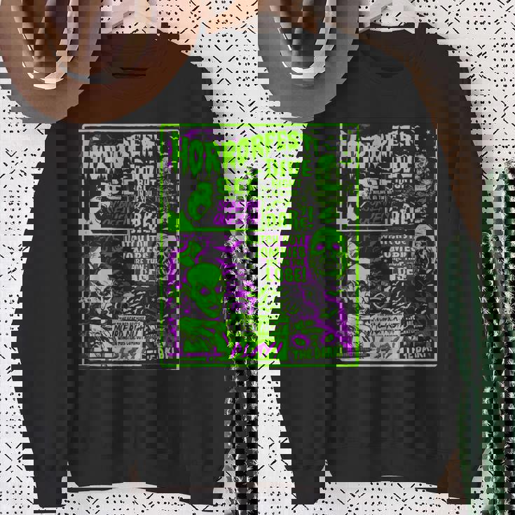 ヴィンテージホラーフェス ハロウィン映画ポスター オールドタイムホラー スウェットシャツ 年配の女性への贈り物