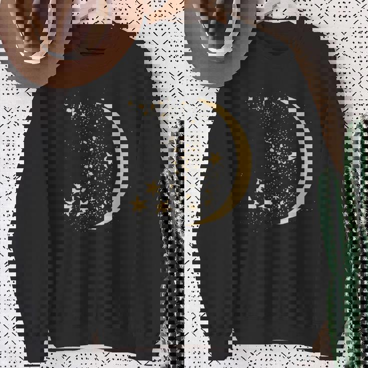 ヴィンテージ三日月と星宇宙アートイラストtシャツ スウェットシャツ 年配の女性への贈り物