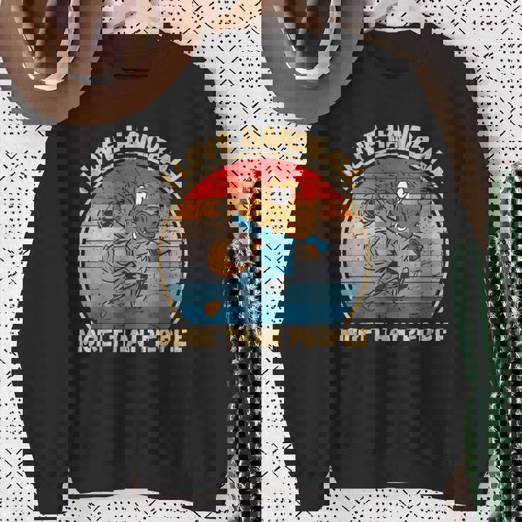 ヴィンテージ馬 I Love Handball More Than People スウェットシャツ 年配の女性への贈り物