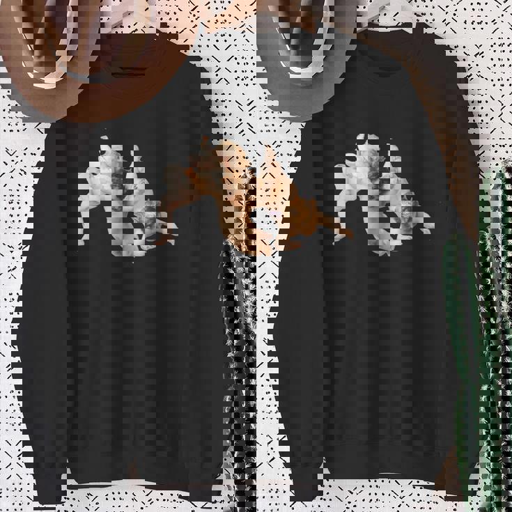 三つの天使 モチーフ、かわいいエンジェル、絵画アート スウェットシャツ 年配の女性への贈り物