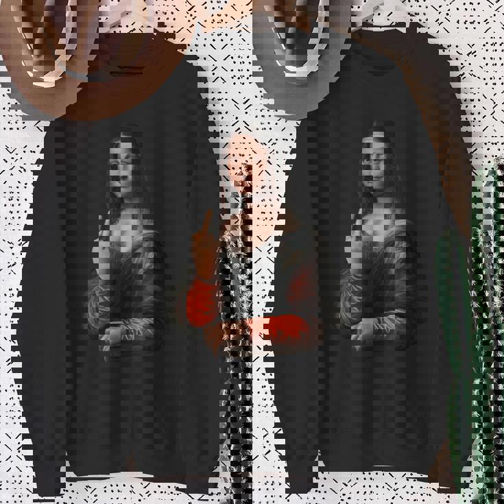 中指軽量グラフィックのモナリザ スウェットシャツ 年配の女性への贈り物