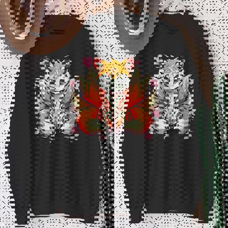 九尾 狐 きつね 日本の桜 スウェットシャツ 年配の女性への贈り物