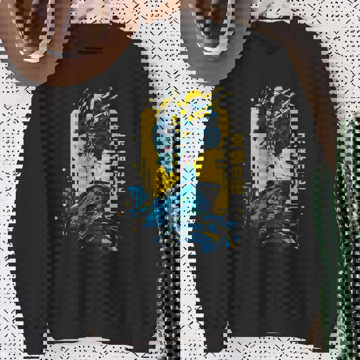 京の花、芸者イラスト サイバーパンク風 スウェットシャツ 年配の女性への贈り物