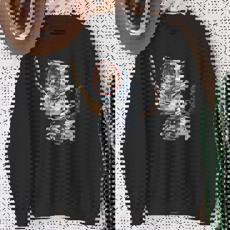 剣道ファイター 猫 面白 日本格闘技・猫好き スウェットシャツ 年配の女性への贈り物