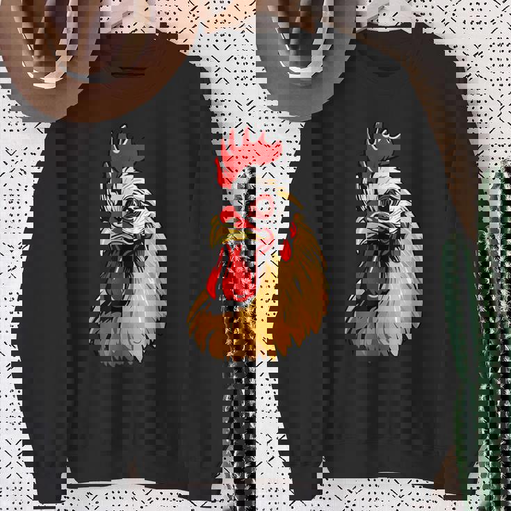 動物愛好家のための大胆な農場の鶏の頭のアート スウェットシャツ 年配の女性への贈り物