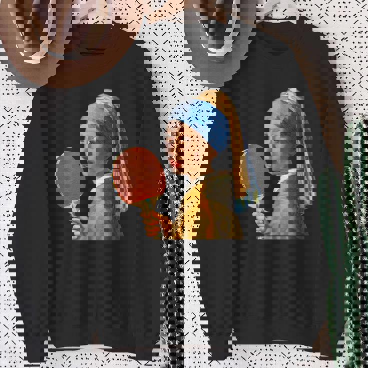 卓球 面白いtシャツ ボール ピンポン おもしろ 服 ネタ メンズ 卓球部 おもしろグッズ 大人 子供 スウェットシャツ 年配の女性への贈り物