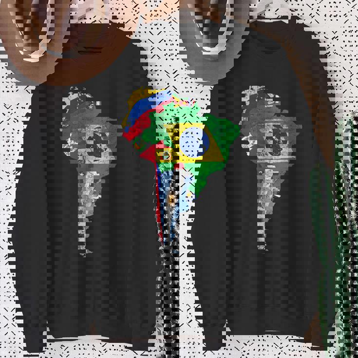 南米大陸地図 旗付き スウェットシャツ 年配の女性への贈り物