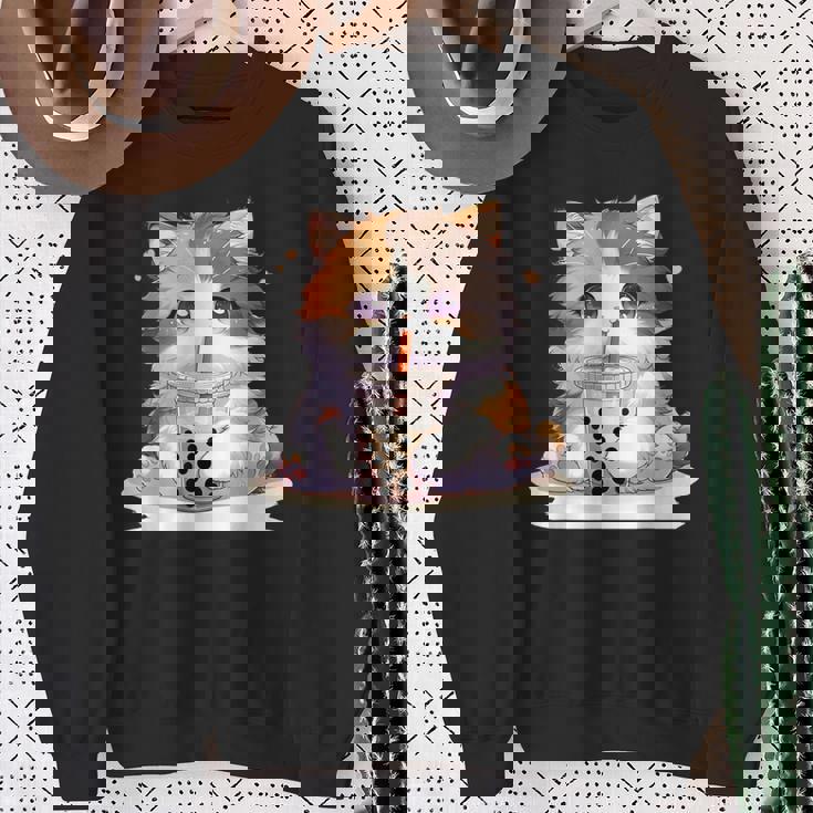 原宿竹下通りの可愛い子猫 アニメ好き オタクを癒すタピオカ茶 スウェットシャツ 年配の女性への贈り物