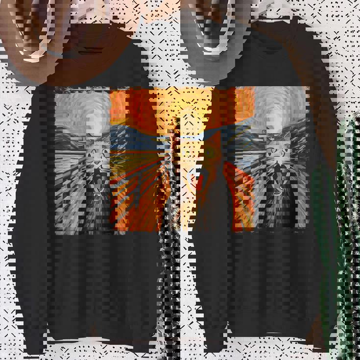 叫ぶ猫、エドヴァルド・ムンク風、面白い猫 スウェットシャツ 年配の女性への贈り物