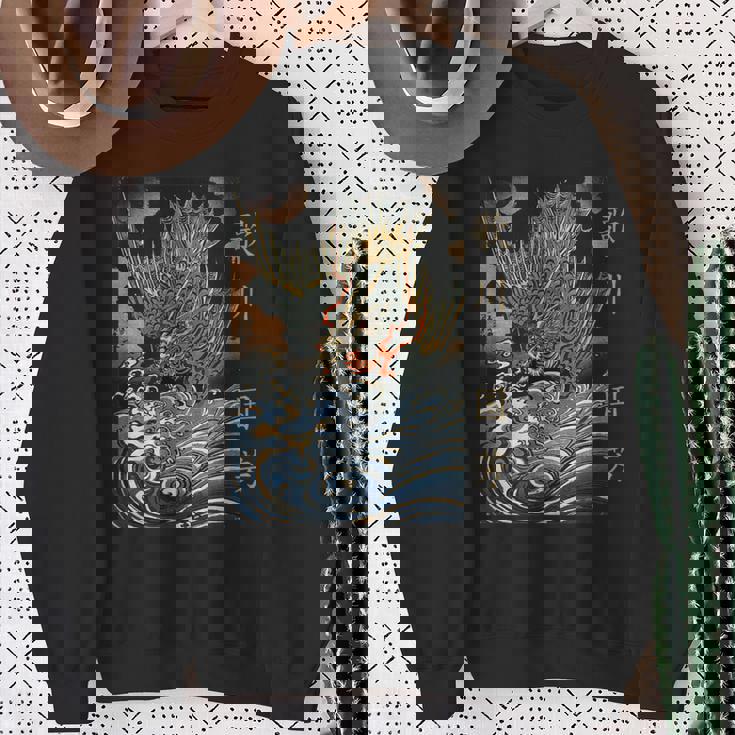 和龍 波 歌川国吉 浮世絵 伝統 スウェットシャツ 年配の女性への贈り物