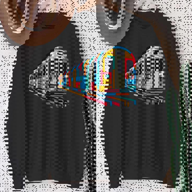 地下鉄 列車 地下鉄 機関車 鉄道愛好家 スウェットシャツ 年配の女性への贈り物