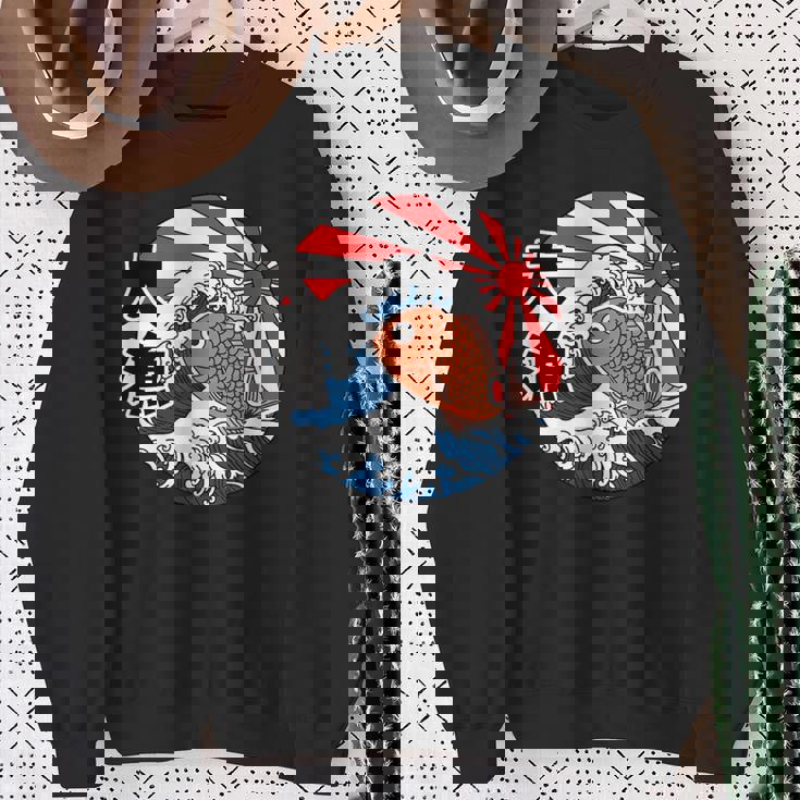 大漁旗 魚 鯛 旗 イラスト 波 ソーラン節 かわいい おもしろ おしゃれ スウェットシャツ 年配の女性への贈り物