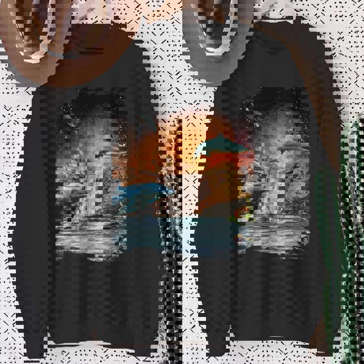 天体金星イルカ、宇宙惑星銀河ドルフィンズ スウェットシャツ 年配の女性への贈り物