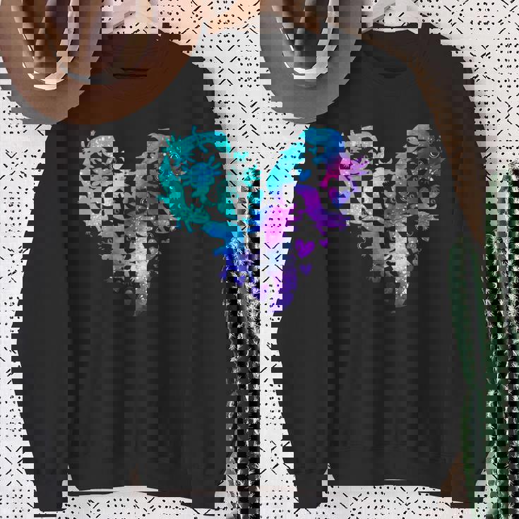 宇宙 ウーパールートル かわいいウーパールーパー ハート 水彩 ウーパールーパー スウェットシャツ 年配の女性への贈り物