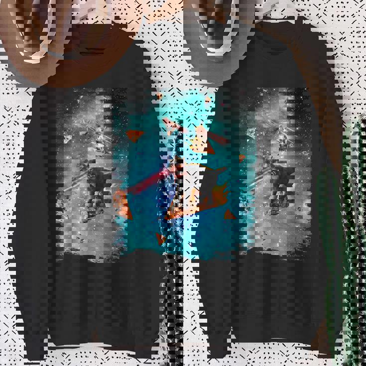 宇宙 レーザー目 猫 ピザに乗る猫 ギャラクシーキャット スウェットシャツ 年配の女性への贈り物