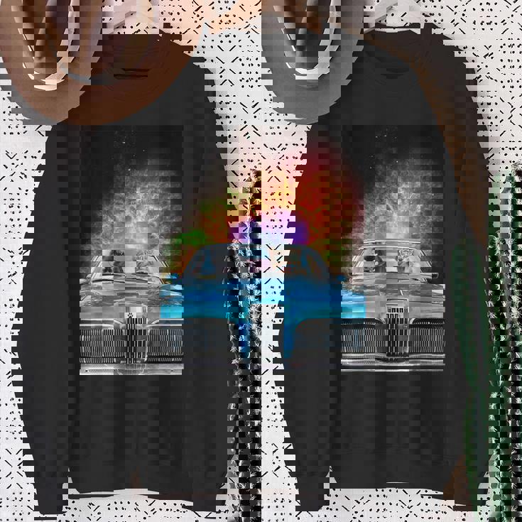 宇宙 銀河 猫 運転 車 スウェットシャツ 年配の女性への贈り物