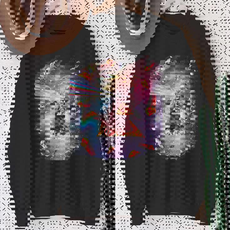 宇宙ピザ猫-レインボーレーザー、タコス、ブリトー スウェットシャツ 年配の女性への贈り物