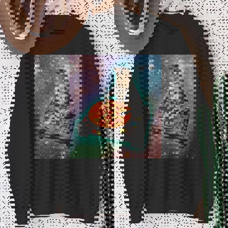 宇宙宇宙 ギャラクシー 宇宙 猫 ピザ Dj 面白い かわいい コズミック スウェットシャツ 年配の女性への贈り物