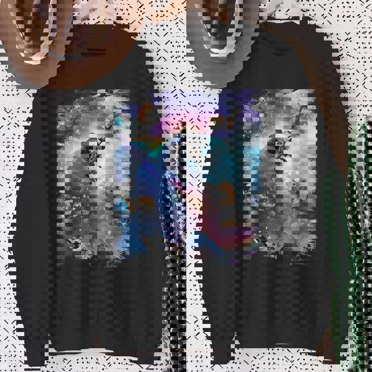 宇宙猫 乗馬サメ ギャラクシー レインボーキャット オンシャークス スウェットシャツ 年配の女性への贈り物