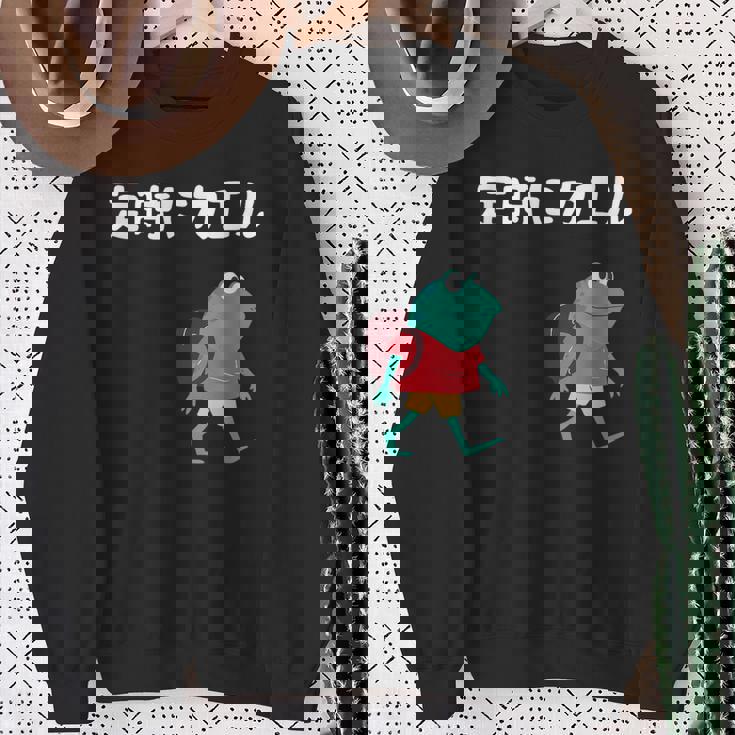 定時にカエル カエル ジョーク オヤジギャグ ダジャレ おもしろ ネタ スウェットシャツ 年配の女性への贈り物