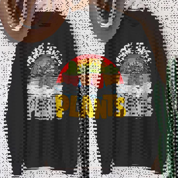 平和 愛&植物 レトロ レインボー 多肉植物 植物庭師 スウェットシャツ 年配の女性への贈り物