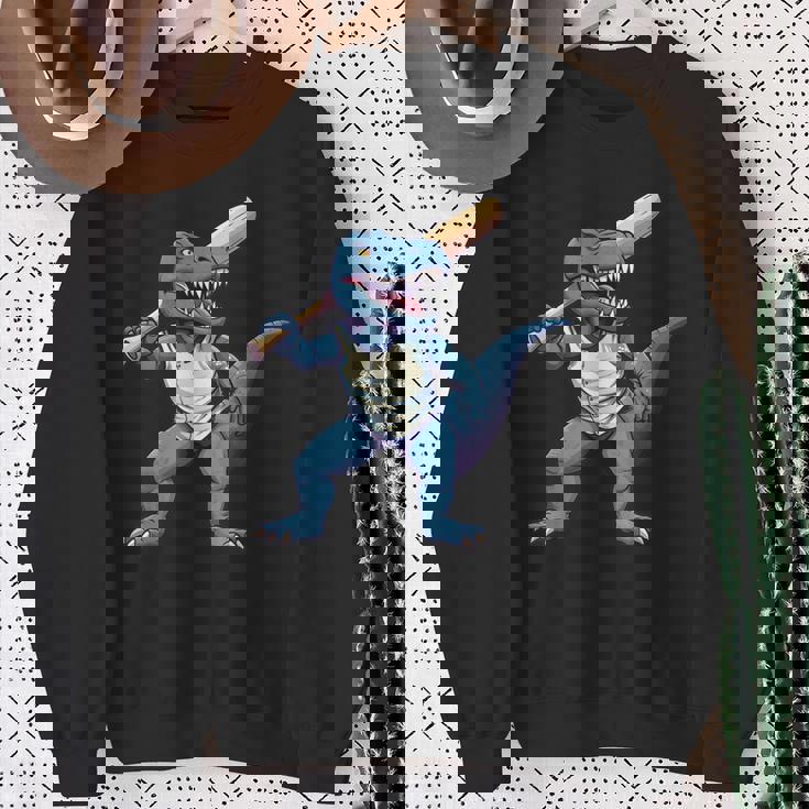 恐竜 野球 シーズン バット ボール パーク トレックス ディノ ホームラン ヒット スウェットシャツ 年配の女性への贈り物