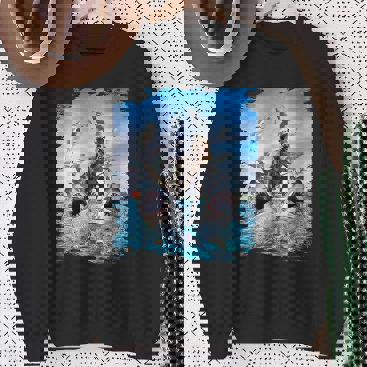 恐竜乗馬サメ ビーチオーシャンサメ サングラス 面白い スウェットシャツ 年配の女性への贈り物