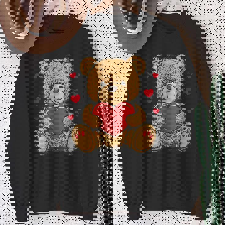 愛らしいハート付きテディベア ラブぬいぐるみ スウェットシャツ 年配の女性への贈り物