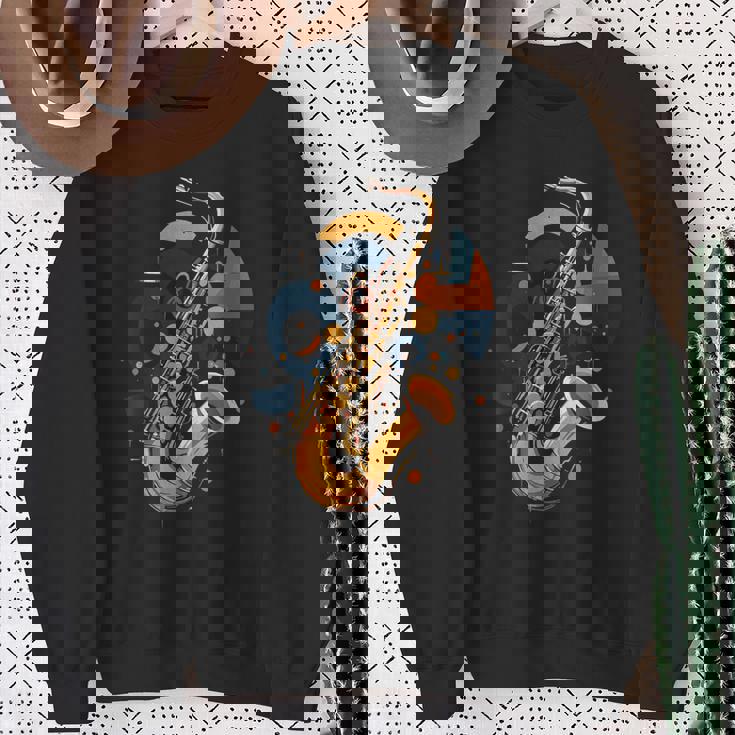 抽象音楽家 ジャズ サックス プレーヤー カラフル スウェットシャツ 年配の女性への贈り物