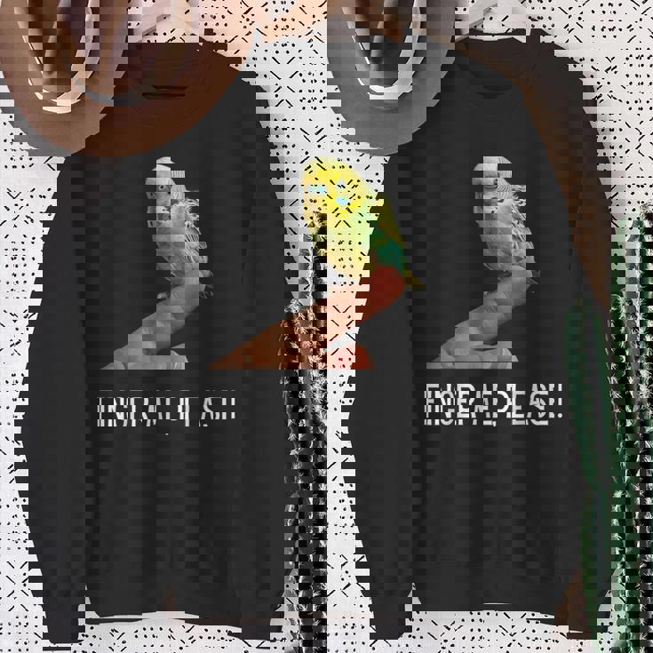 指の上のセキセイインコ 楽しいインコ セキセイインコ 鳥好きのギフト スウェットシャツ 年配の女性への贈り物