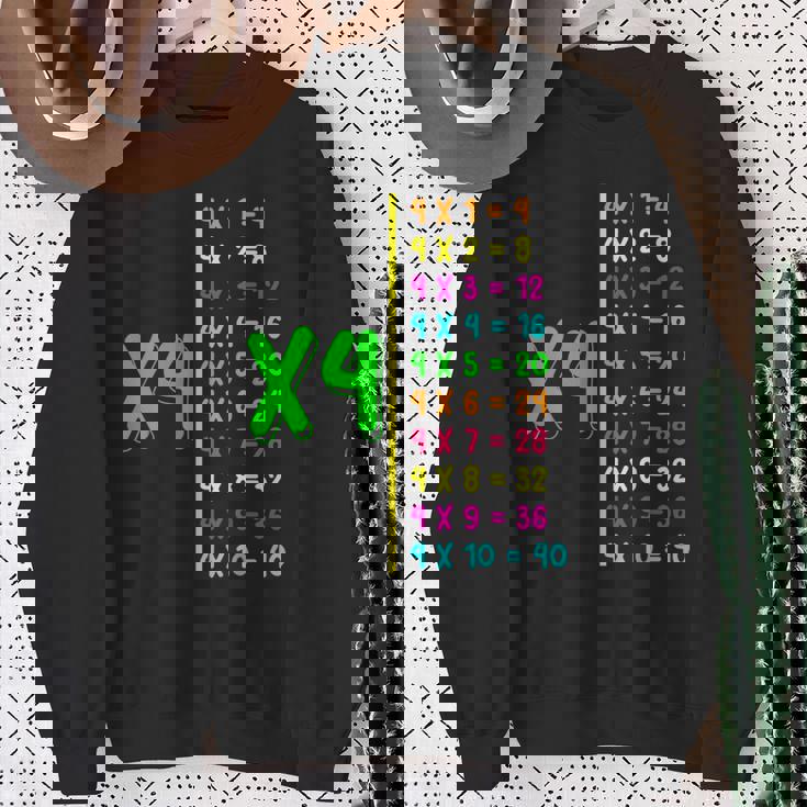 掛け算表4 小学生 算数の日 キッズ 男の子 スウェットシャツ 年配の女性への贈り物