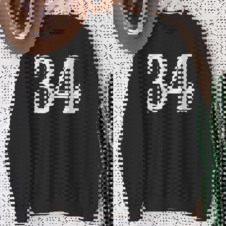 数字 34インチ ホワイト 大 太字 アメリカンウエストスタイル フォント スウェットシャツ 年配の女性への贈り物