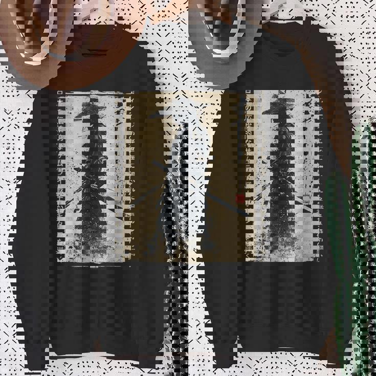 日本 武士 武士 戦闘機 浮世 墨絵 侍 スウェットシャツ 年配の女性への贈り物