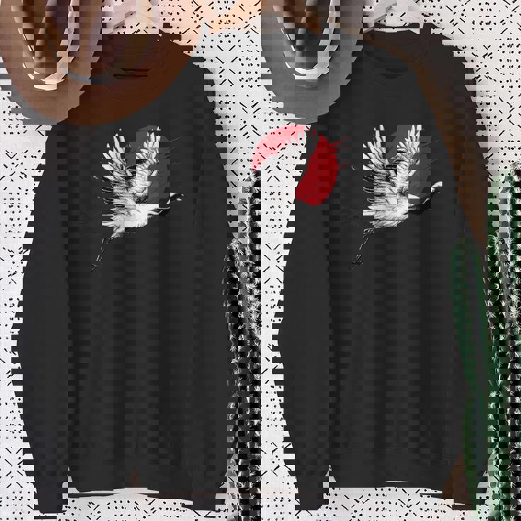 日本のアートフライングクレーンバード スウェットシャツ 年配の女性への贈り物