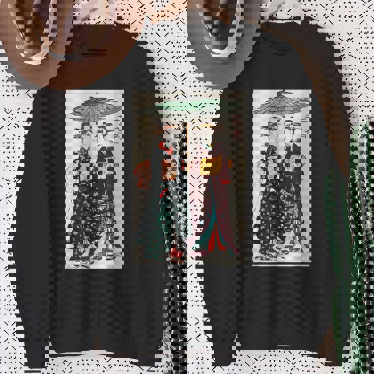 日本の伝統芸者 絵画 アート 水彩 お土産 スウェットシャツ 年配の女性への贈り物