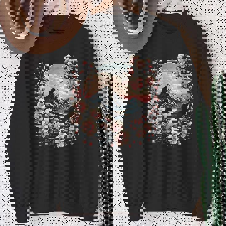 日本の桜 ピンク 桜 富士山 自然 アート スウェットシャツ 年配の女性への贈り物