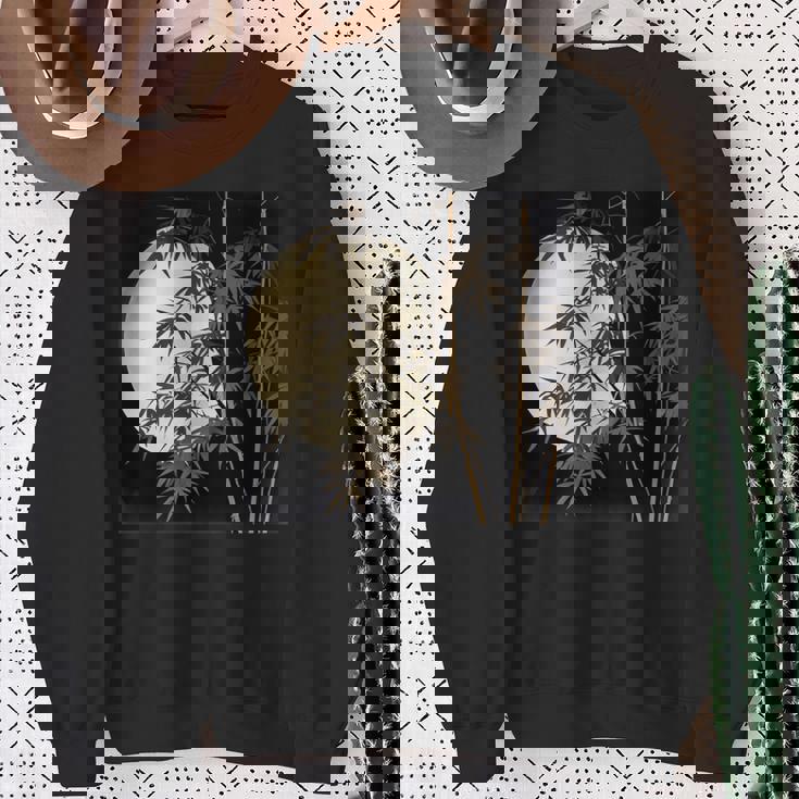 日本の竹と月 長袖tシャツ スウェットシャツ 年配の女性への贈り物