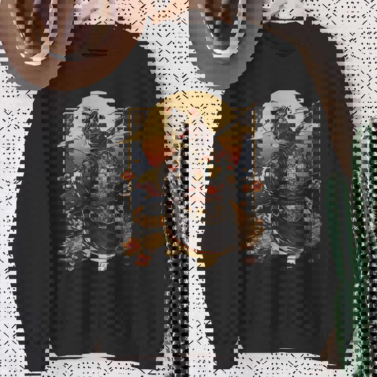 日本の芸術 猫 忍者 浮世絵 アニメスタイル サムライキャット スウェットシャツ 年配の女性への贈り物