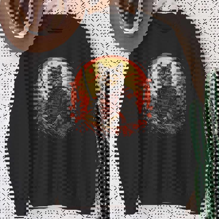 日本の芸術 猫 忍者 浮世絵 アニメスタイル サムライキャット 猫好き 愛猫家 ペット 猫飼い 可愛い ネコ ねこ 猫 スウェットシャツ 年配の女性への贈り物