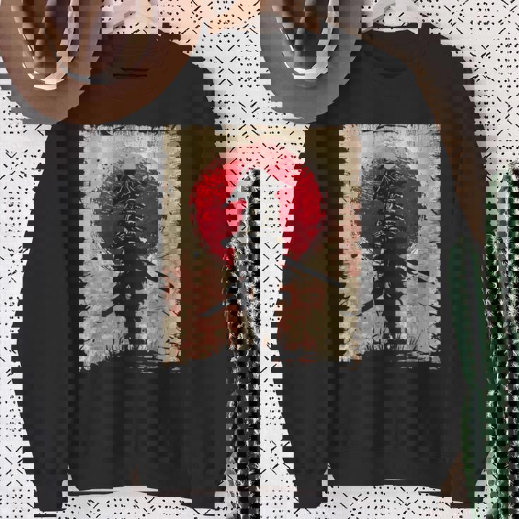 日本アート サムライ ビンテージ ファイター レトロデザイン スウェットシャツ 年配の女性への贈り物