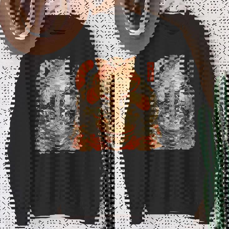 日本美術 ラーメン 猫 忍者 浮世絵 アニメ風 侍猫 スウェットシャツ 年配の女性への贈り物