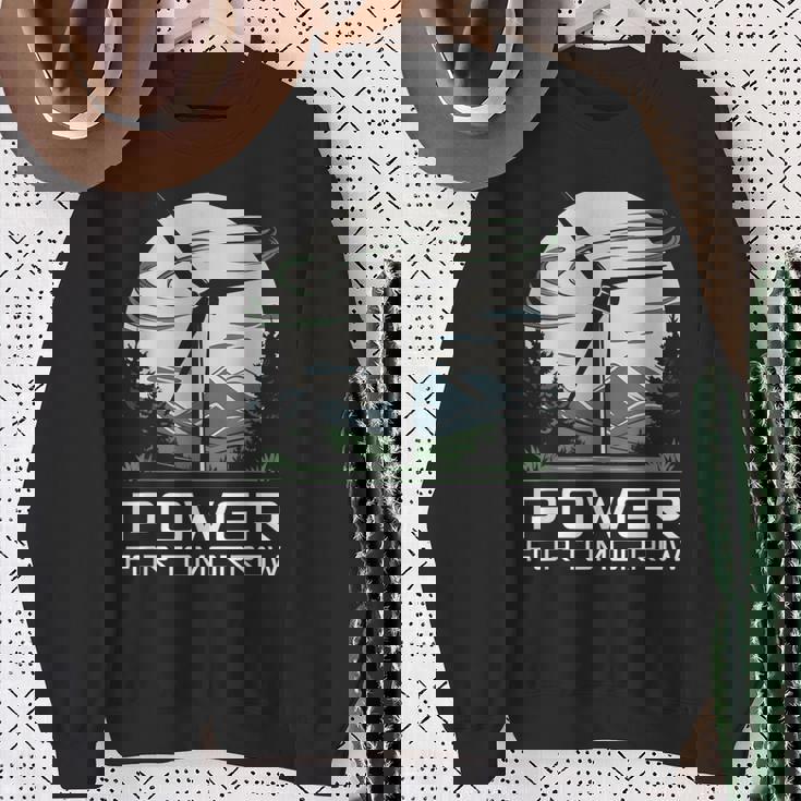 明日地球の日のための風力発電 クリーンエネルギー 風力タービン スウェットシャツ 年配の女性への贈り物