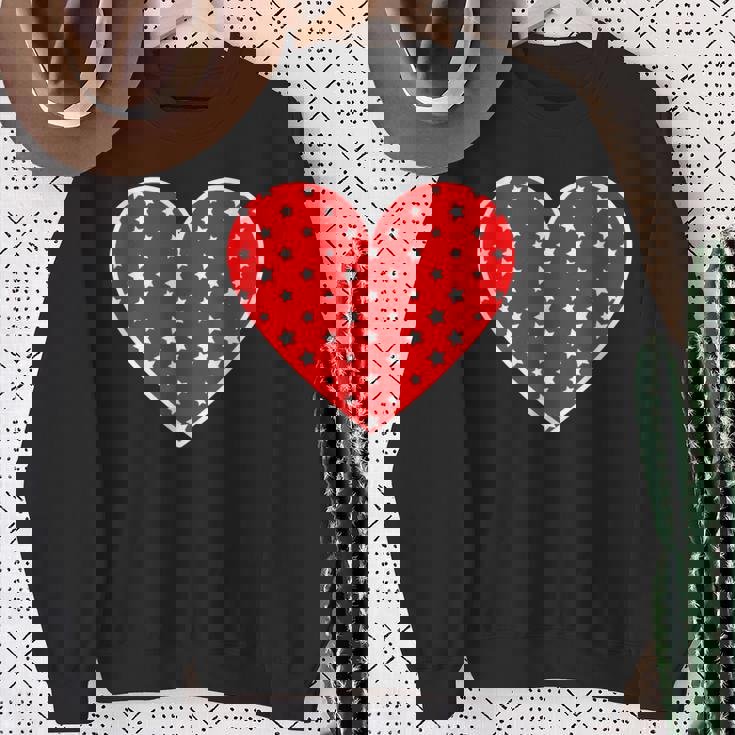 星柄のグラフィックハートプリント。 スウェットシャツ 年配の女性への贈り物