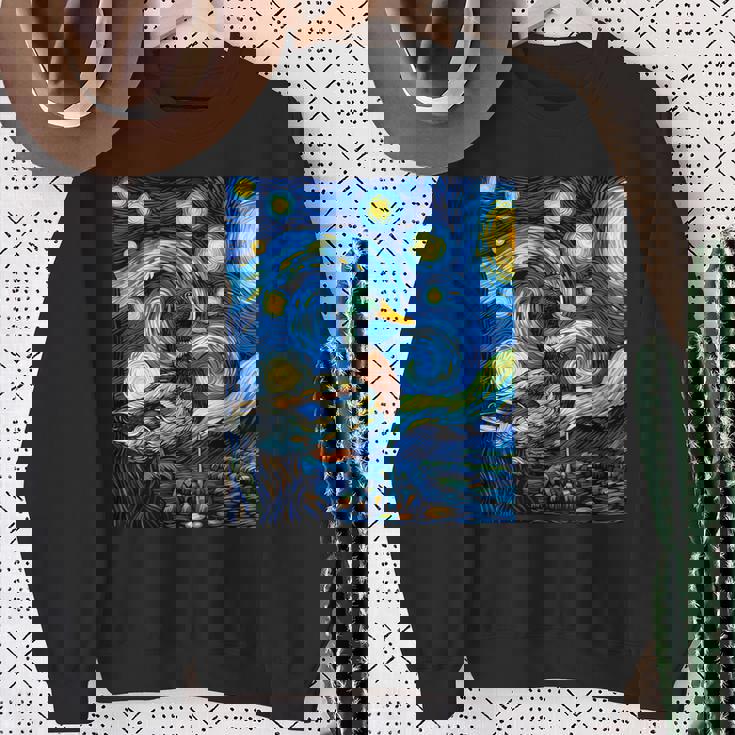 星空の下のアヒル アート グラフィック 誕生日 クリスマス スウェットシャツ 年配の女性への贈り物