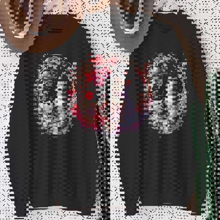 春の桜 かわいい猫と桜の花 スウェットシャツ 年配の女性への贈り物