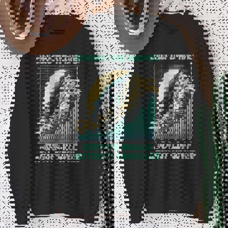 暗号通貨の波に乗るクジラの活動仮想通貨 スウェットシャツ 年配の女性への贈り物